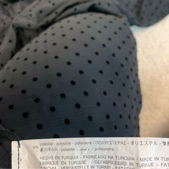 ZARA black mesh polka dot ruffle frill sheer lace long sleeve blouse Sz M - Picture 8 of 11